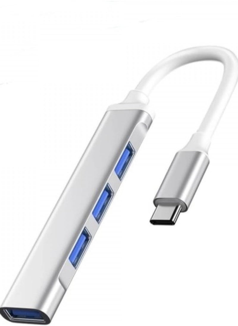 Generic USB Type-C to 4-Port Metal Hub – Compatible with MacBook, Supports USB 3.0 and OTG  - Image 1