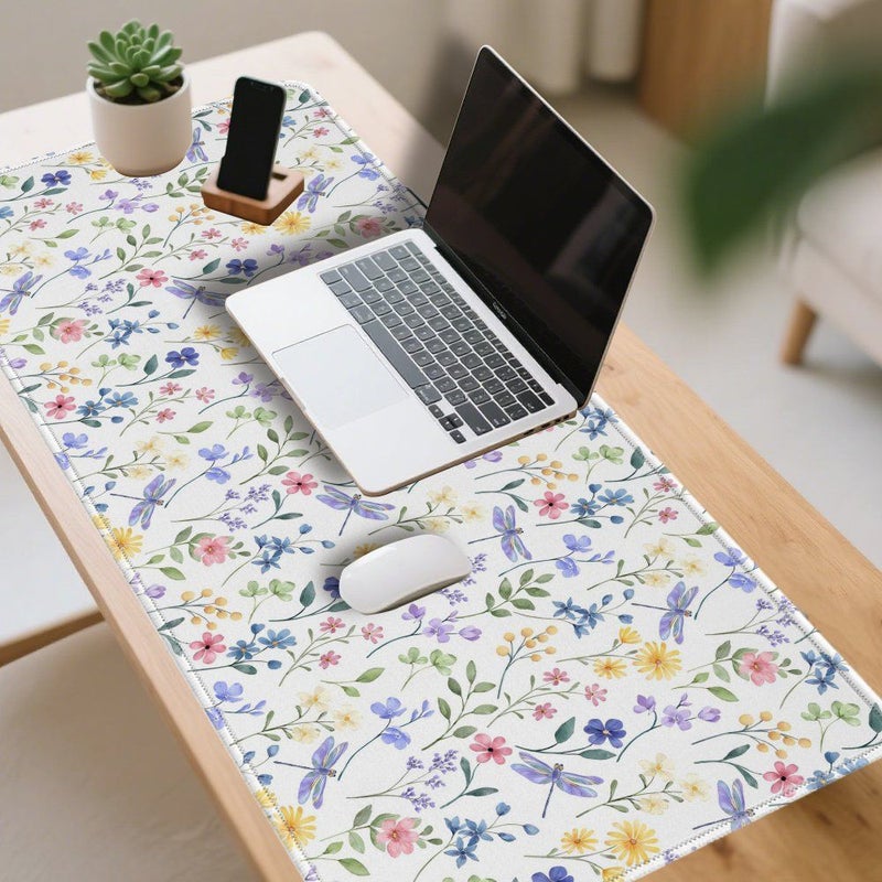 Watercolor Flowers Aesthetic Design Mouse Pad M Size 18 X 22 Cm Non Slip Rubber Base Extended Gaming Desk Mat For Computer Laptop Keyboard Black - Image 4