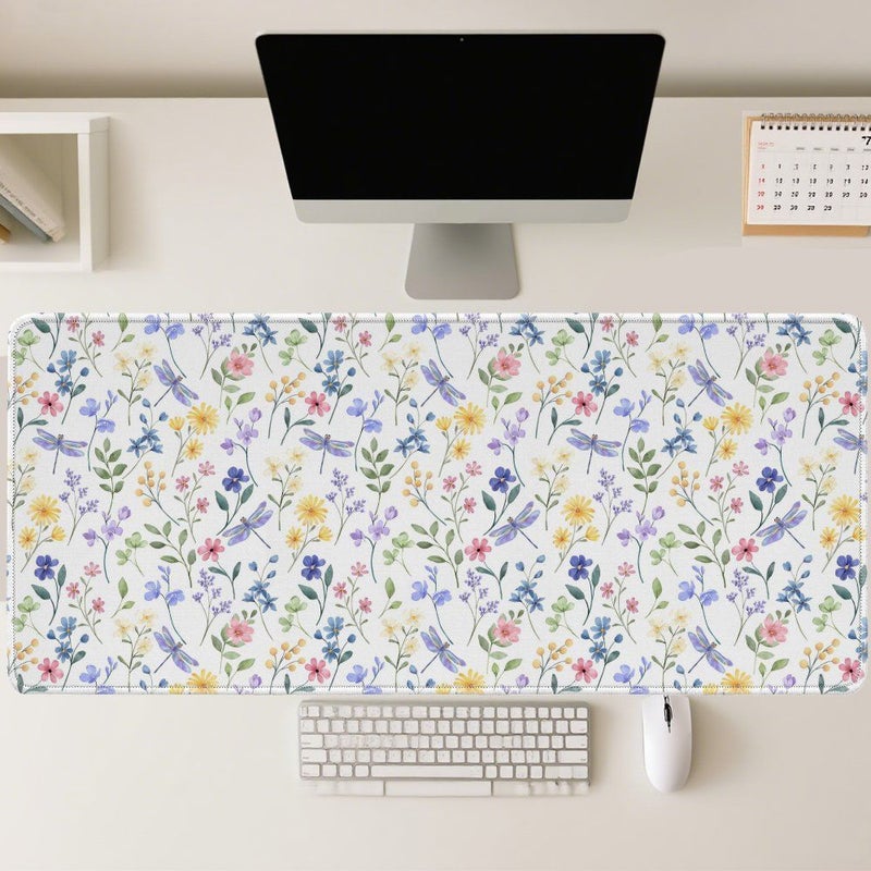 Watercolor Flowers Aesthetic Design Mouse Pad M Size 18 X 22 Cm Non Slip Rubber Base Extended Gaming Desk Mat For Computer Laptop Keyboard Black - Image 1