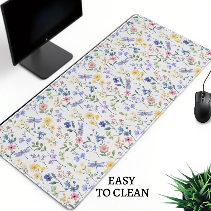 Watercolor Flowers Aesthetic Design Mouse Pad M Size 18 X 22 Cm Non Slip Rubber Base Extended Gaming Desk Mat For Computer Laptop Keyboard Black - Image 3
