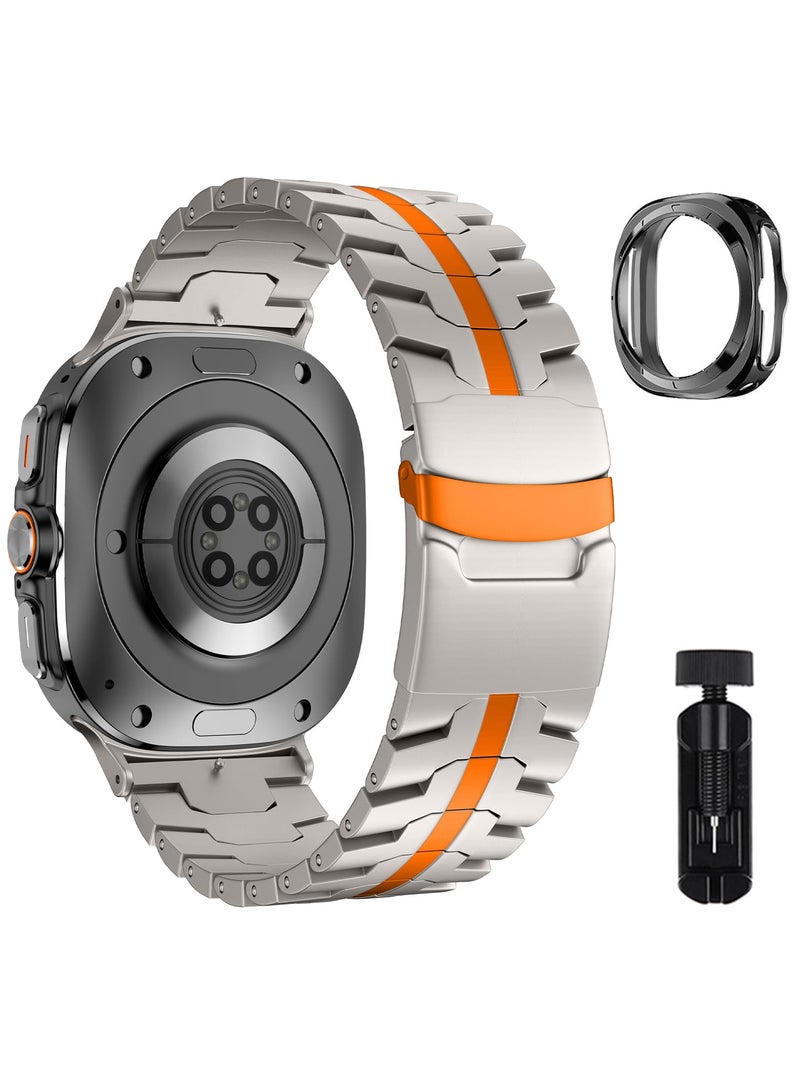 إس كولور لا توجد أحزمة فجوات لساعة سامسونج جالاكسي الترا حزام 47 ملم 2024 سوار معدني بديل من الفولاذ المقاوم للصدأ لجهاز Galaxy Ultra 47 ملم متوافق مع Watch 7 Ultra للرجال والنساء - Image 1