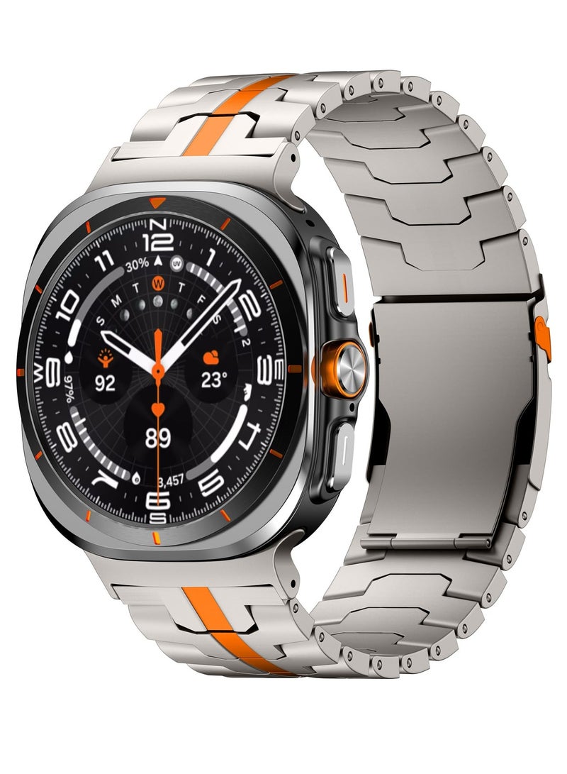 إس كولور لا توجد أحزمة فجوات لساعة سامسونج جالاكسي الترا حزام 47 ملم 2024 سوار معدني بديل من الفولاذ المقاوم للصدأ لجهاز Galaxy Ultra 47 ملم متوافق مع Watch 7 Ultra للرجال والنساء - Image 3