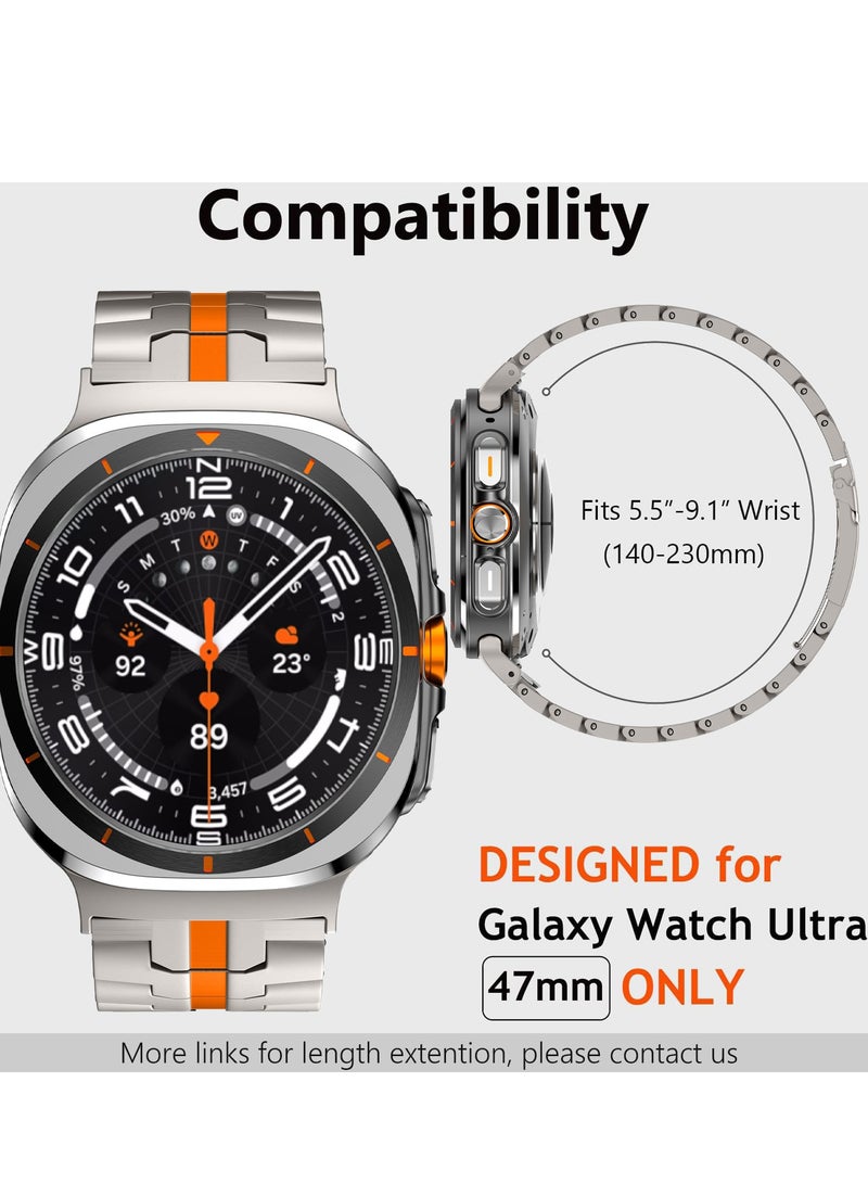إس كولور لا توجد أحزمة فجوات لساعة سامسونج جالاكسي الترا حزام 47 ملم 2024 سوار معدني بديل من الفولاذ المقاوم للصدأ لجهاز Galaxy Ultra 47 ملم متوافق مع Watch 7 Ultra للرجال والنساء - Image 2