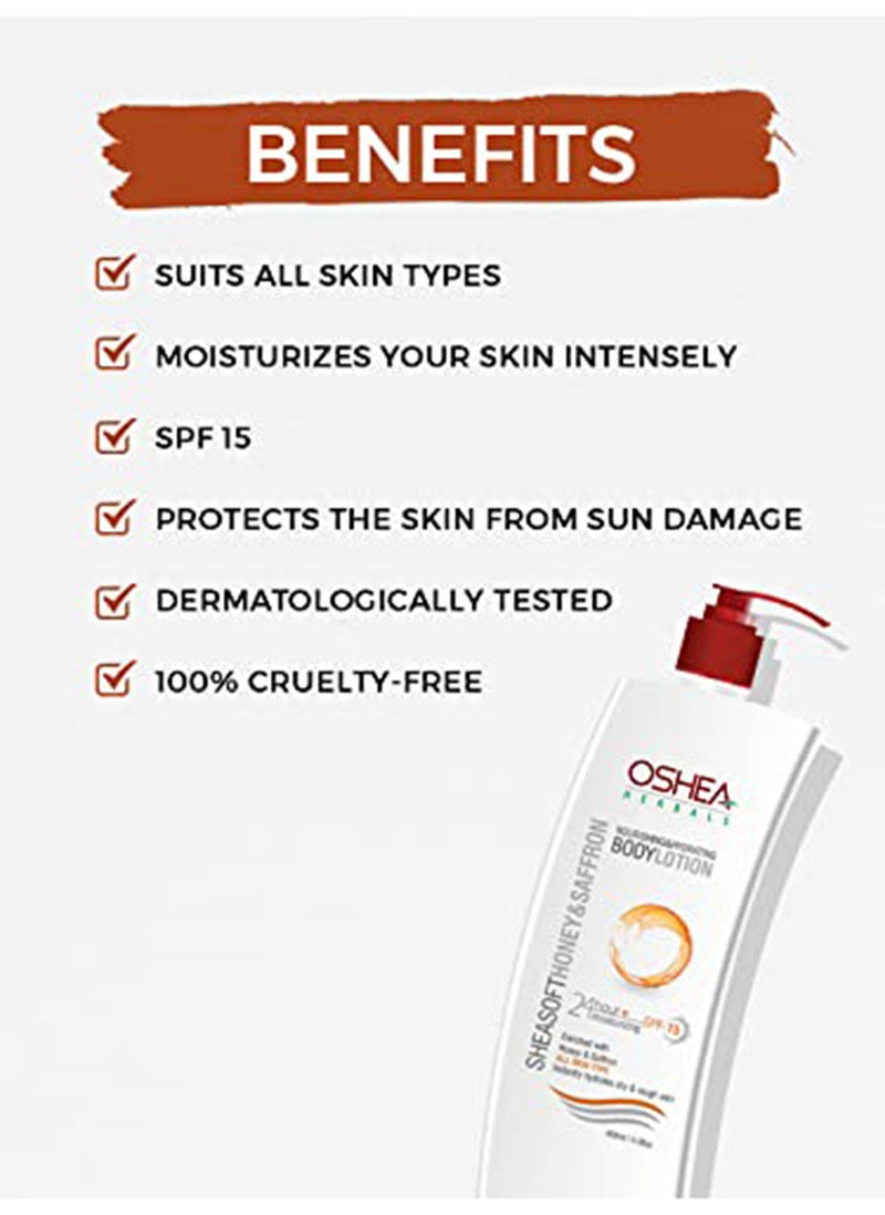 OSHEA لوشن الجسم أوسيا هيربالز شيا سوفت بالعسل والزعفران 400 مل - Image 2