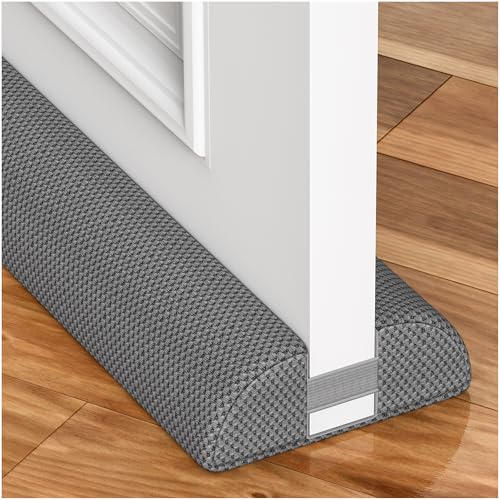 HADOR 32 Inches Door Draft Stopper - 26"-32" Adjustable, Seals 0.5"-1.7" Gaps | Blocks Drafts/Noise/Pet Hair | No Permanent Adhesive, Machine Washable, Grey - Image 1