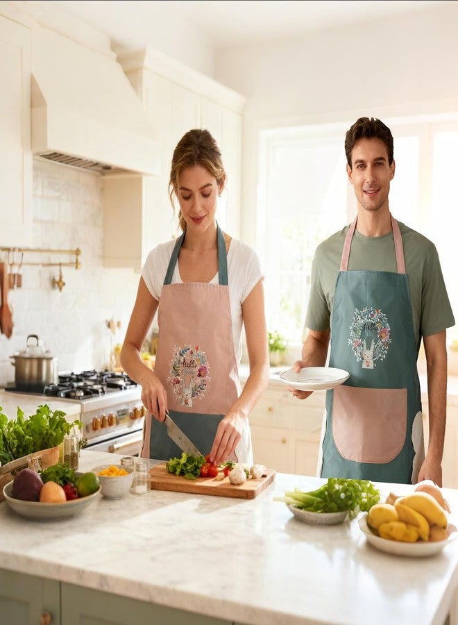 DILLMAN Women Kitchen Apron with Hand Wipe Pockets，Big Pocket,Hand-wiping, Waterproof for Cooking Baking, Pink, L - Image 5