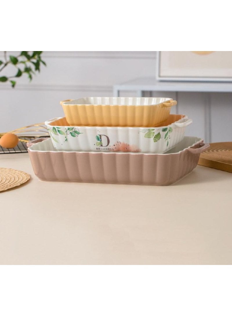 3-piece porcelain casserole, oven and microwave safe - Image 1