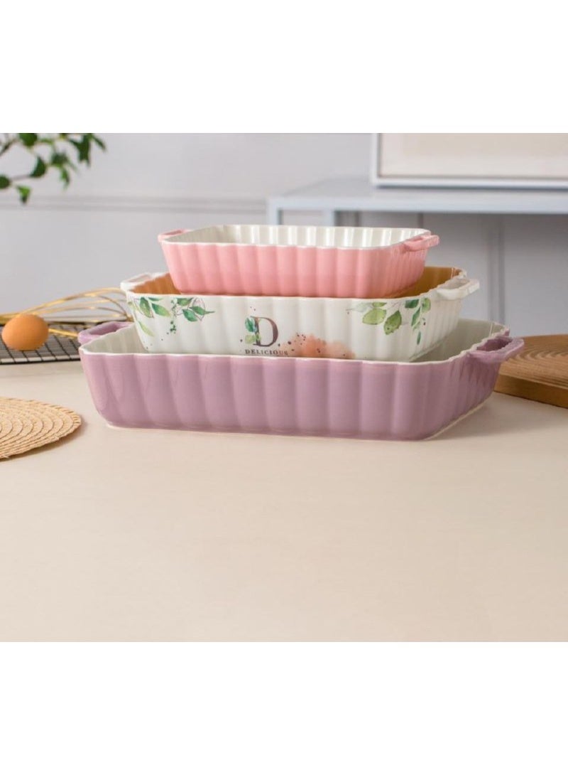 3-piece porcelain casserole, oven and microwave safe - Image 3