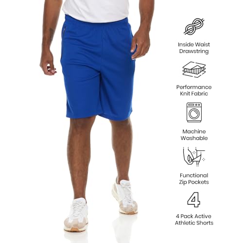 Essential Elements Athletic Shorts for Men - 4 Pack Men's Activewear Quick Dry Basketball Shorts - Workout, Gym, Running (Set I, Large) - Image 5