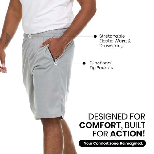Essential Elements Athletic Shorts for Men - 4 Pack Men's Activewear Quick Dry Basketball Shorts - Workout, Gym, Running (Set I, Large) - Image 3