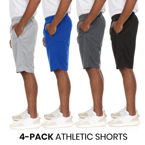 Essential Elements Athletic Shorts for Men - 4 Pack Men's Activewear Quick Dry Basketball Shorts - Workout, Gym, Running (Set I, Large) - Image 2