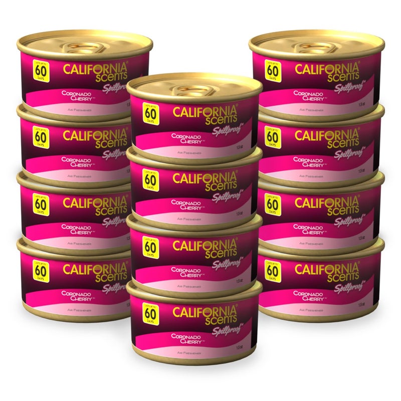 California Scents Can Air Freshener and Odor Neutralizer by California Scents, Set of 12 Spillproof Cans for Home and Car, Coronado Cherry, 1.5 Oz Each  - Image 1