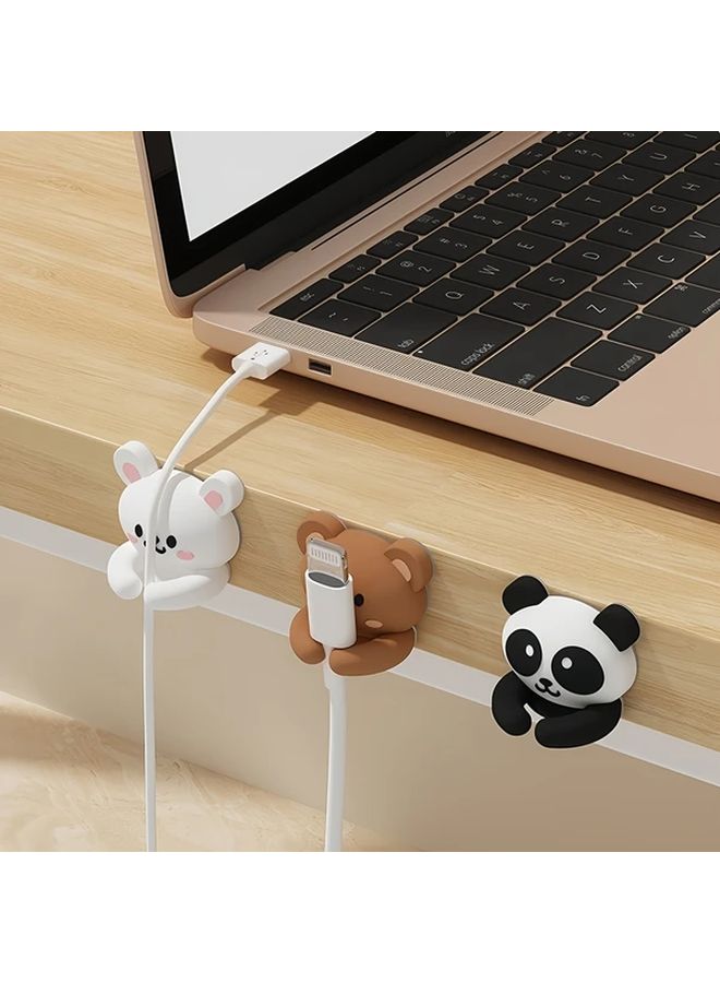 1pc Brown Animal Cable Organizer Adhesive Cord Holder For Desk Computer Laptop - Image 2