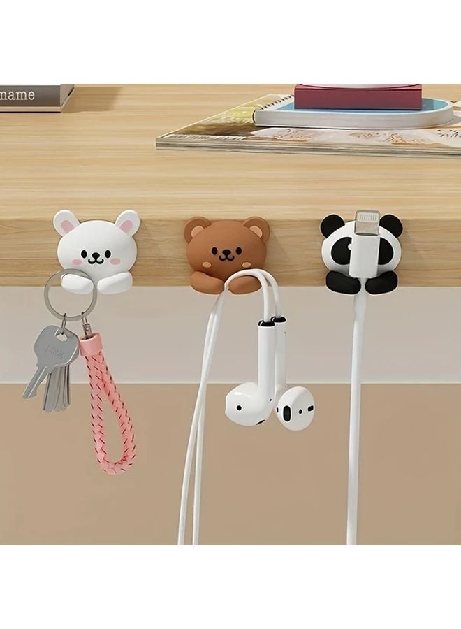 1pc Brown Animal Cable Organizer Adhesive Cord Holder For Desk Computer Laptop - Image 3
