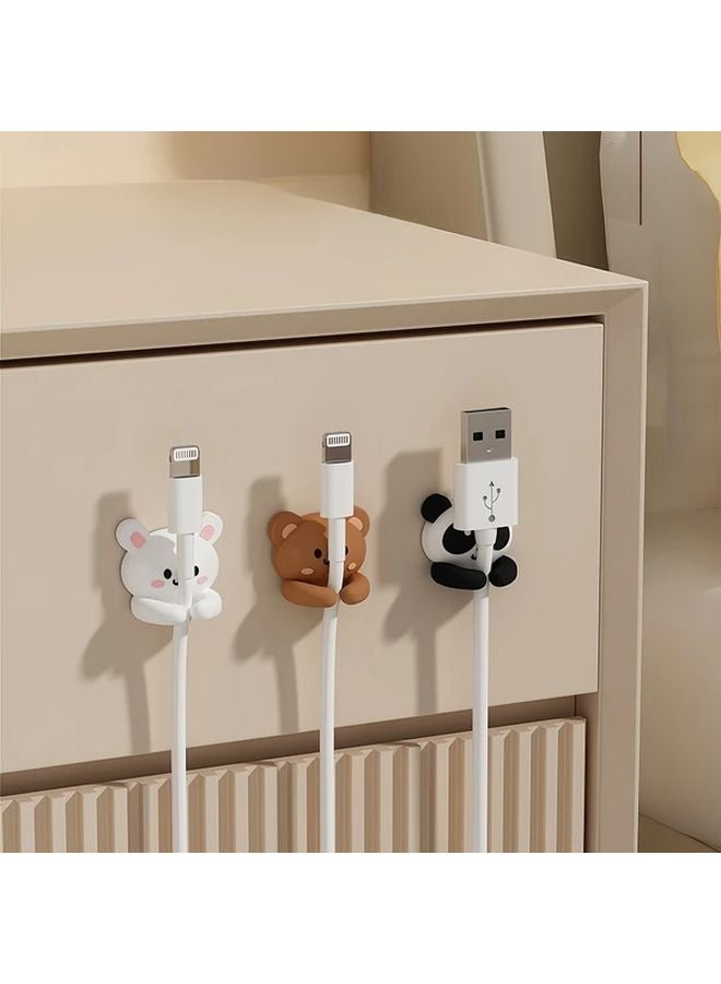 1pc Brown Animal Cable Organizer Adhesive Cord Holder For Desk Computer Laptop - Image 5