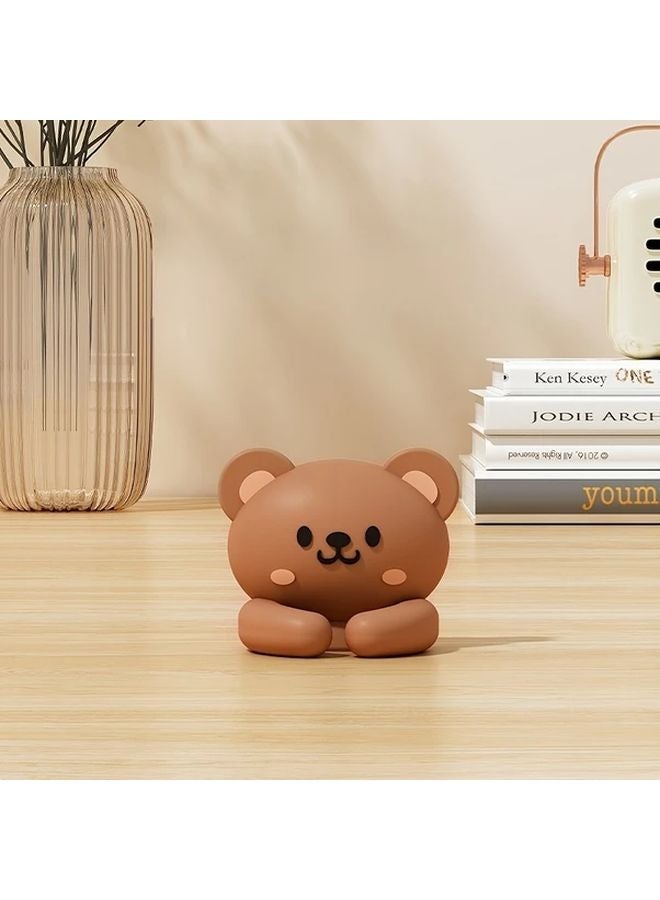 1pc Brown Animal Cable Organizer Adhesive Cord Holder For Desk Computer Laptop - Image 1