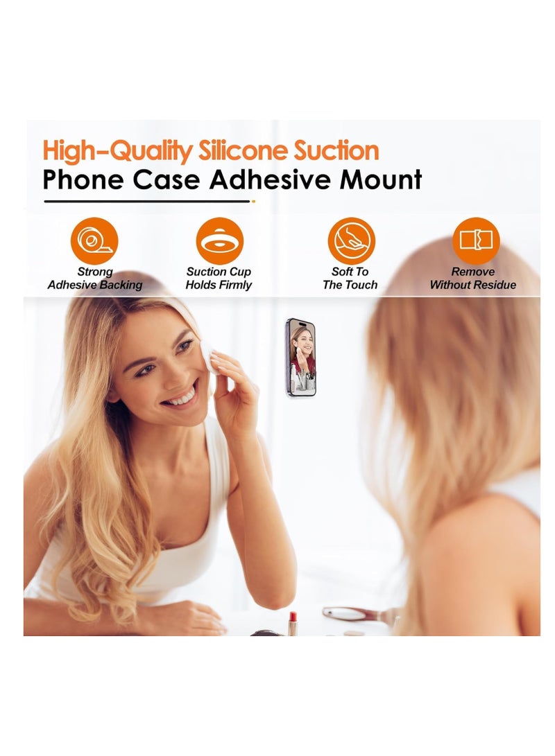 Silicone Suction Cup Phone Case Mount Double-Sided, Detachable Mount Silicon Sticky Phone Stand for iPhone and Android, Hands-Free Strong Grip Holder for Selfies and Videos