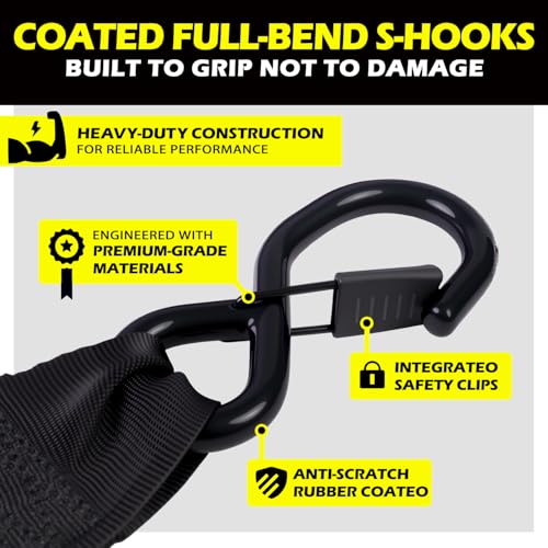 BCJCLTS Retractable Ratchet Straps 2" x 10ft, 3,000lb Break Strength, Heavy Duty Easy Release Tie Down for Trucks, Trailers, Motorcycles, ATVs, Secure Cargo Straps - Image 2