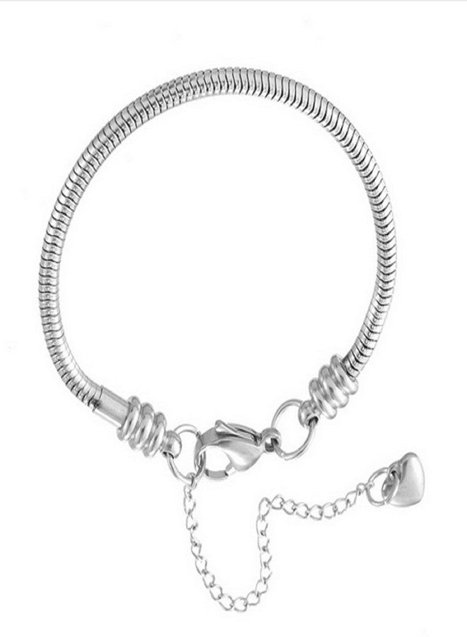 KunBead Adjustable Heart Lobster Clasp Snake Chain Charm Bracelets Compatible with Pandora Charms for Jewelry Making-6'' - Image 1