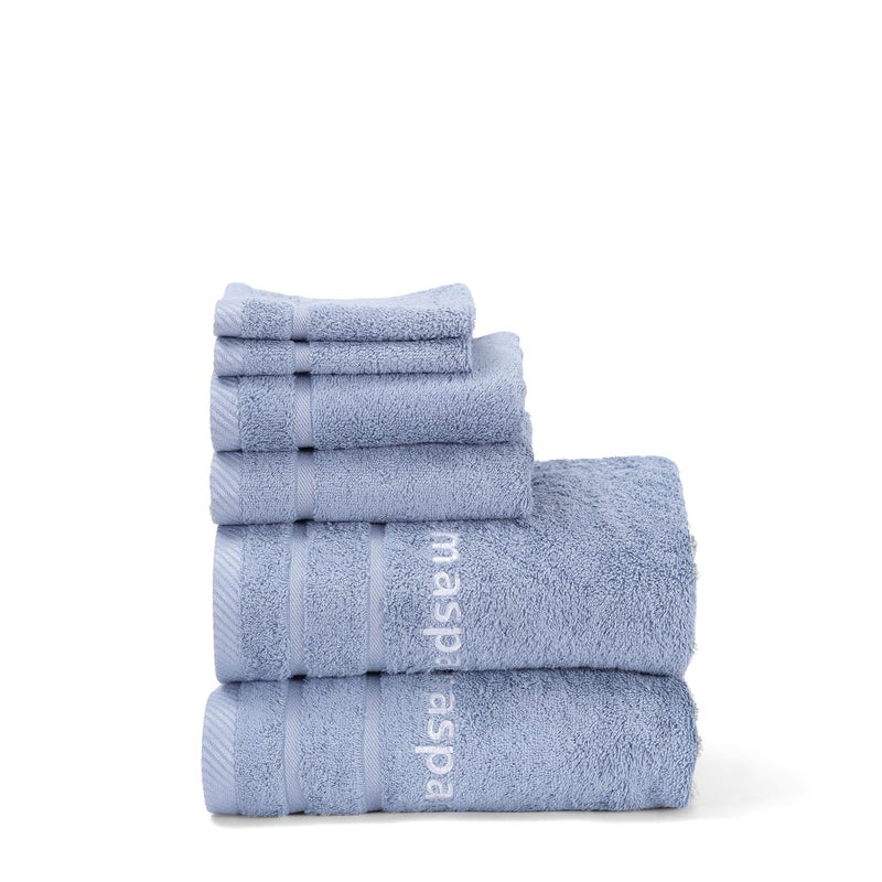maspar Amor Ultra Soft Towel, 6PC Set, 2 Face Towel (28 x 28 cm), 2 Hand Towel (40 x 70 cm), 2 Bath Towel (75 x 150 cm), Blue - Image 2