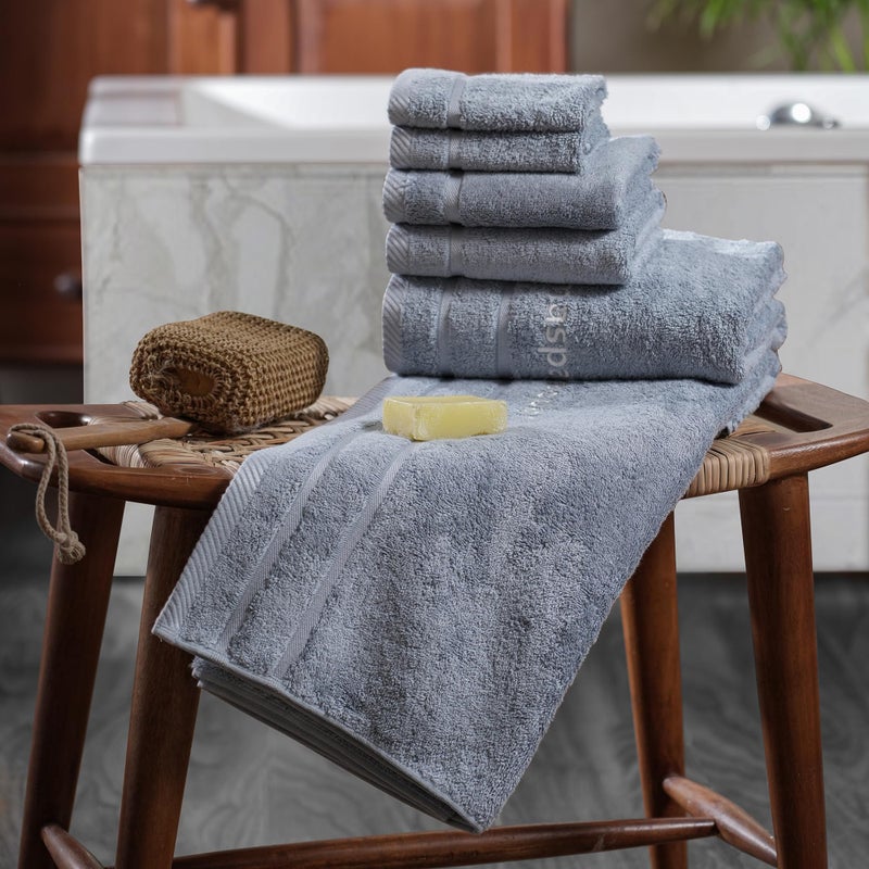 maspar Amor Ultra Soft Towel, 6PC Set, 2 Face Towel (28 x 28 cm), 2 Hand Towel (40 x 70 cm), 2 Bath Towel (75 x 150 cm), Blue - Image 1