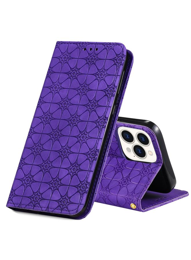 زبون جراب لهاتف iPhone 13 Pro بنقش زهور محظوظة، جراب جلدي مغناطيسي أفقي قابل للطي مع حامل وفتحات للبطاقات - Image 1