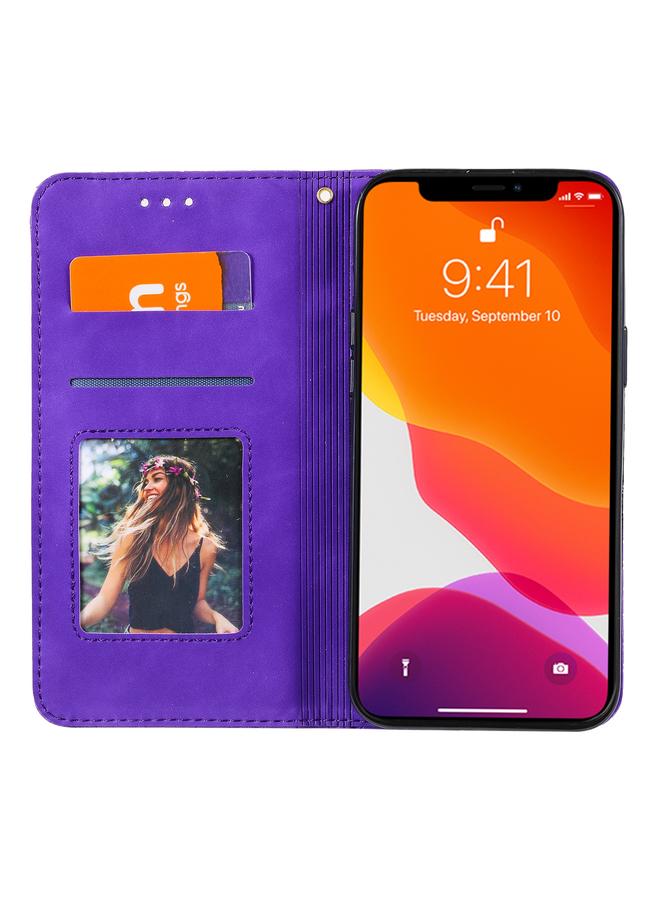 زبون جراب لهاتف iPhone 13 Pro بنقش زهور محظوظة، جراب جلدي مغناطيسي أفقي قابل للطي مع حامل وفتحات للبطاقات - Image 4