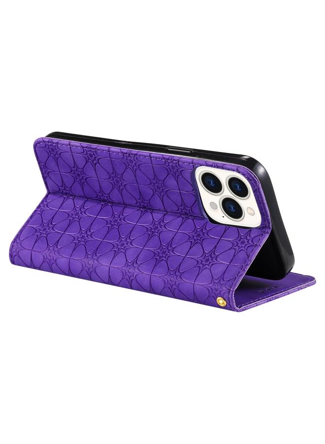 زبون جراب لهاتف iPhone 13 Pro بنقش زهور محظوظة، جراب جلدي مغناطيسي أفقي قابل للطي مع حامل وفتحات للبطاقات - Image 5