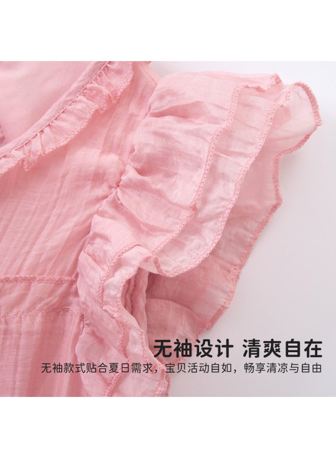 Bumblebee فستان صيفي بلا أكمام مزخرف للفتيات 2025 موضة جديدة فستان أنيق بأكمام متطايرة للفتيات الكبار ملابس عصرية - Image 3