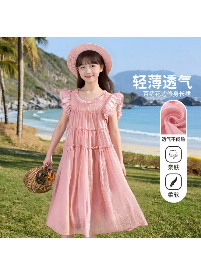 Bumblebee فستان صيفي بلا أكمام مزخرف للفتيات 2025 موضة جديدة فستان أنيق بأكمام متطايرة للفتيات الكبار ملابس عصرية - Image 2