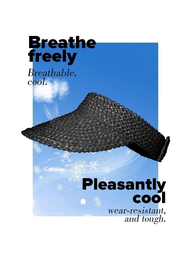 واقيات الشمس للنساء، واقيات الشمس للنساء، قبعات القش للنساء، قبعة الشمس المصنوعة يدويًا للنساء، قبعات الشاطئ القابلة للطي للنساء (أسود) - Image 4