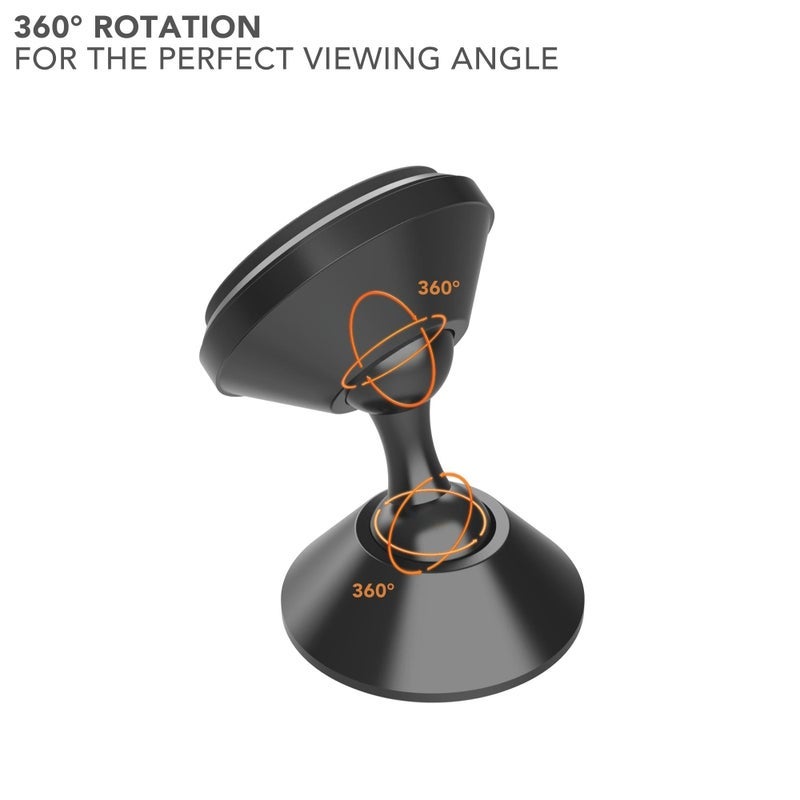 ROKFORM - Adjustable Magnetic Car Mount, 360 Degree Swivel with 3M VHB Tape, Cell Phone Holder, Aluminum Dashboard Phone Mount Stand for Truck Car & Van (Black) - Image 2