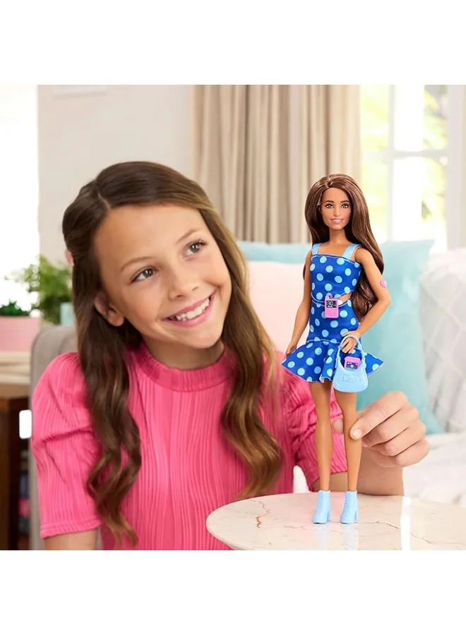 Barbie Fashionistas Doll #242, Barbie Doll with Type 1 Diabetes Wearing Polka Dot Outfit and Accessories, In Partnership with Breakthrough T1D