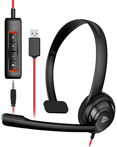 NUBWO HW02 USB Headset with Microphone Noise Cancelling &in-line Control, Ultra Comfort Computer Headset for Laptop pc, On-Ear Wired Office Call Center Headphone for Boom Skype Webinars（Black） - Image 1