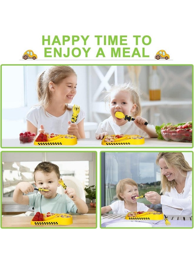 Deinyi Construction Toddler Plates - Toddler Eating Utensil Set with Removable Straw - Easter Gifts - Baby Plates Feeding Set - for Stocking Stuffers and Birthday Gifts - Yellow - Image 4