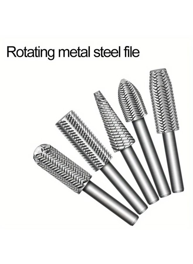 5pcs 6mm Rotary File Set Steel Metal Grinding Tool For Carpentry DIY - Image 1