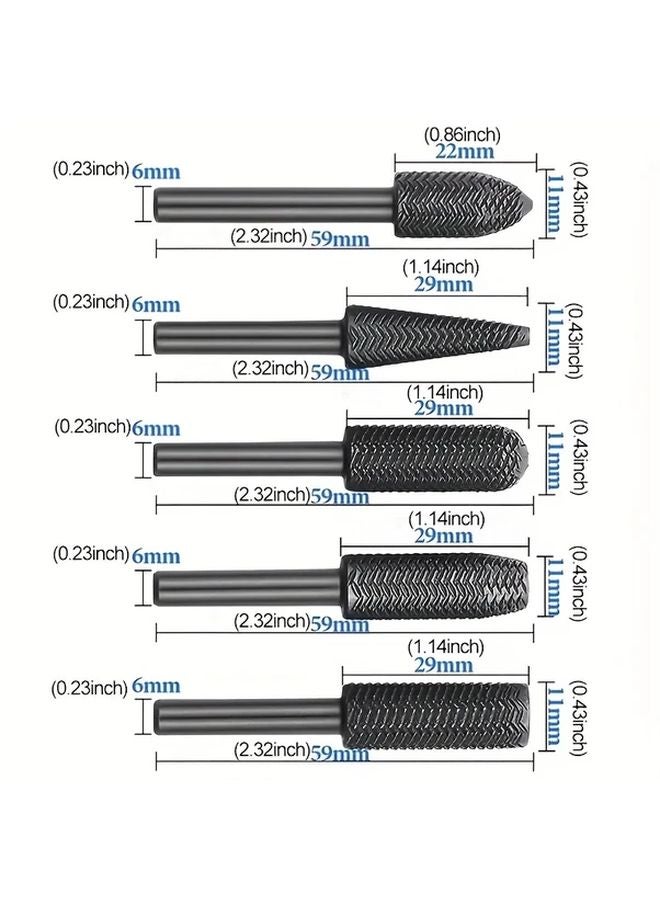 5pcs 6mm Rotary File Set Steel Metal Grinding Tool For Carpentry DIY - Image 4