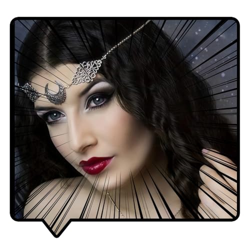 Doubnine Crescent Moon Boho Head Chain Pendant Gothic Forehead Headpiece Headband Retro Hair Accessories Wedding Head Dress for Women Bride Women - Image 4