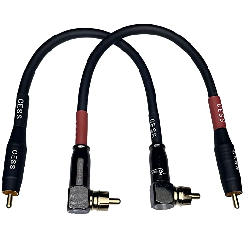 CNCESS CESS-167-6i RCA Right Angle to Straight Type Male to Male Preamp Jumpers Patch Cable, 2 Pack (6 Inches) - Image 2