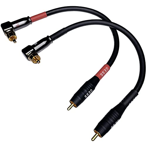 CNCESS CESS-167-6i RCA Right Angle to Straight Type Male to Male Preamp Jumpers Patch Cable, 2 Pack (6 Inches) - Image 1