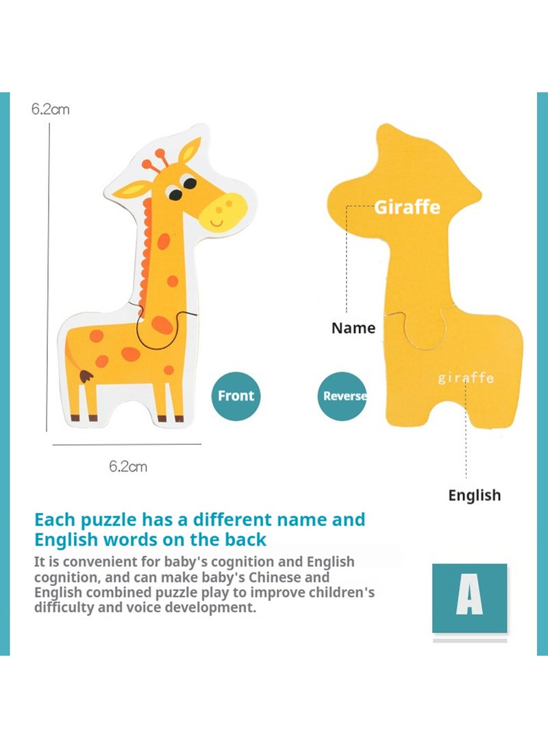 JiFENG 24 Pack Wooden Puzzles for Toddlers - Animal Shaped Toys for Entertainment, Puzzles for Early Learning, Preschool Education Gifts for Ages 1, 2, and 3 - Image 3