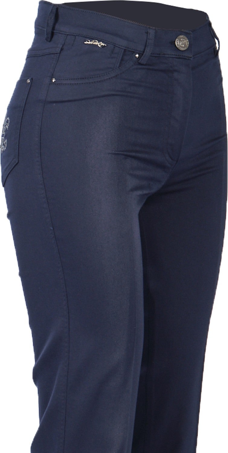 Seleste Wide Leg Normal Waist Navy Blue Women's Trousers Y506  - Image 3