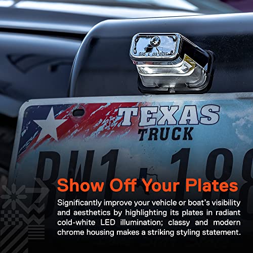 ONLINE LED STORE TRUE MODS Chrome LED License Plate Boat Trailer Light [Stud Mount] [DOT FMVSS 108] [SAE L] [Waterproof] [12V DC] Universal Submersible Tag Lamp for Auto Work Utility Flat Bed Dump Box Semi Truck RV - Image 2