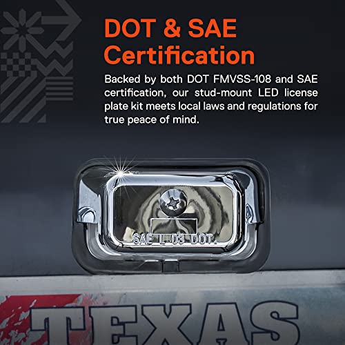 ONLINE LED STORE TRUE MODS Chrome LED License Plate Boat Trailer Light [Stud Mount] [DOT FMVSS 108] [SAE L] [Waterproof] [12V DC] Universal Submersible Tag Lamp for Auto Work Utility Flat Bed Dump Box Semi Truck RV - Image 4