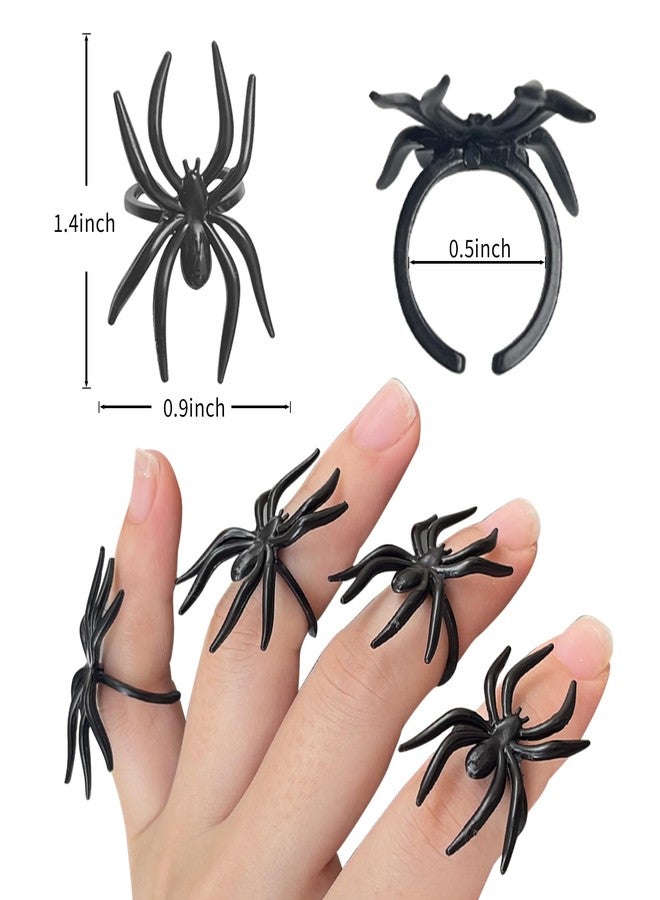 KOMIDK 100 Pieces Spider Rings Halloween Plastic Spider Ring Halloween Party Cup Cake Decor ToppersFavors - Image 2