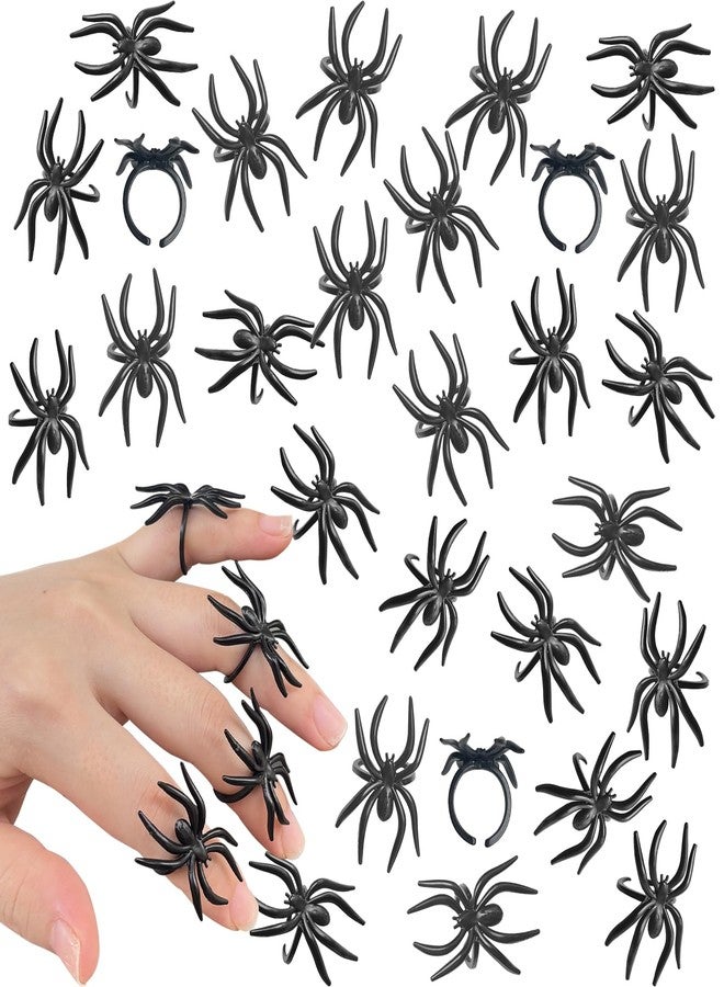 KOMIDK 100 Pieces Spider Rings Halloween Plastic Spider Ring Halloween Party Cup Cake Decor ToppersFavors - Image 1