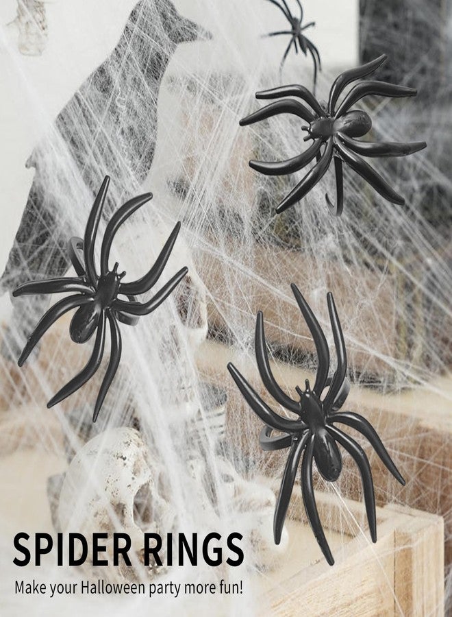 KOMIDK 100 Pieces Spider Rings Halloween Plastic Spider Ring Halloween Party Cup Cake Decor ToppersFavors - Image 3