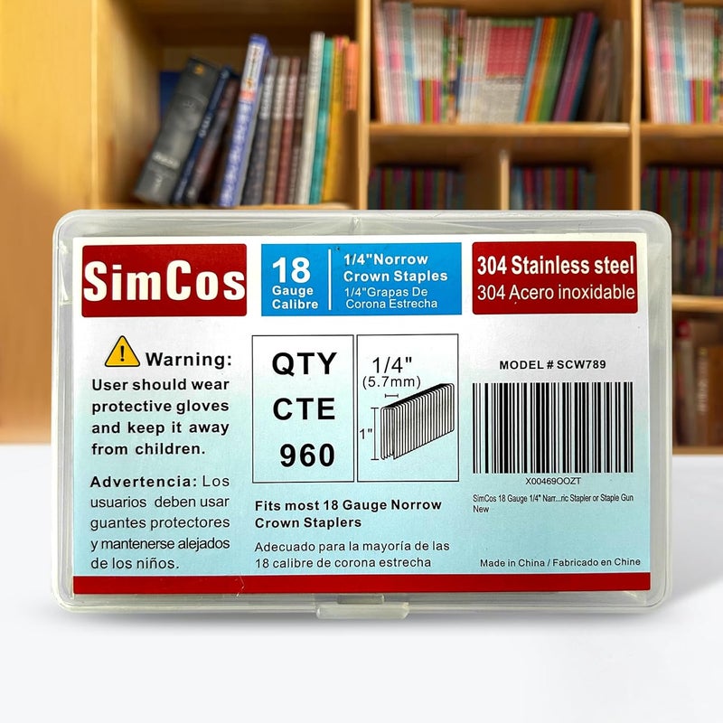 SimCos 18 Gauge 1/4" Narrow Crown 304 Stainless Steel Staples 1 Inch 960 Counts for 18 GA Pneumatic or Electric Stapler or Staple Gun - Image 4