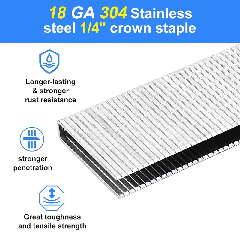 SimCos 18 Gauge 1/4" Narrow Crown 304 Stainless Steel Staples 1 Inch 960 Counts for 18 GA Pneumatic or Electric Stapler or Staple Gun - Image 3