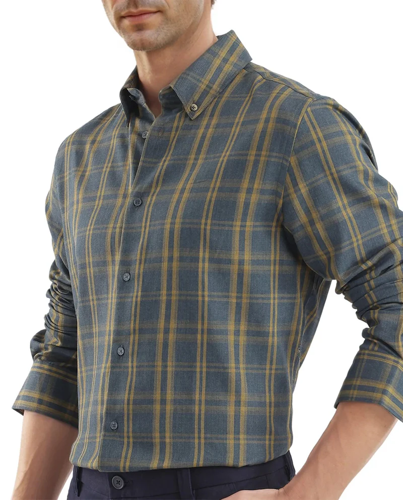 Rare Rabbit Men's Regular Fit Checkered Shirt